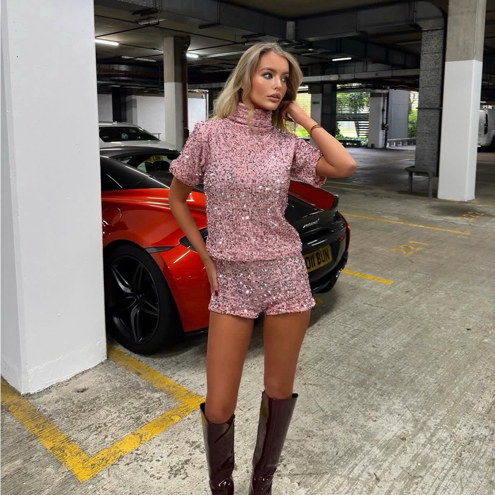 Sequin mini short set
